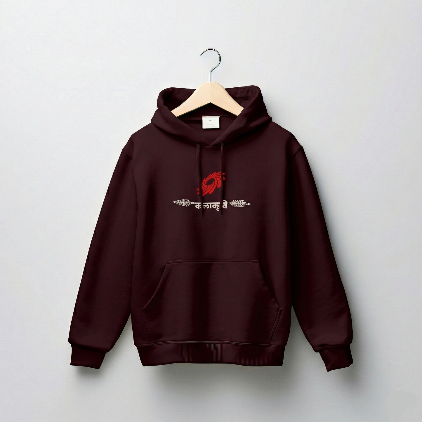 Street Artistry hoodie on hanger showing front design.