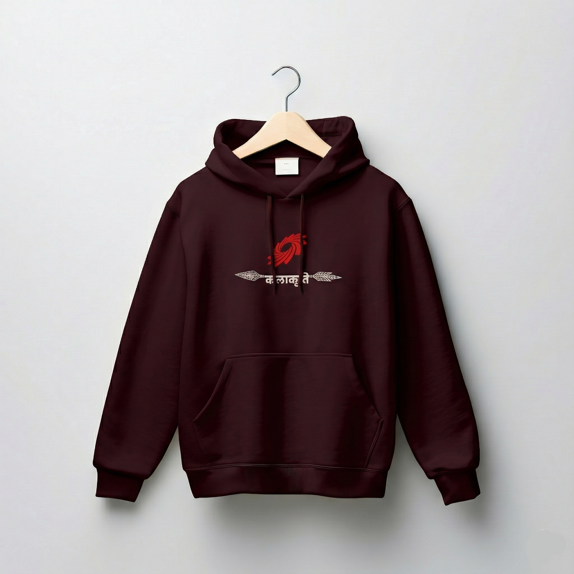 Street Artistry hoodie on hanger showing front design.